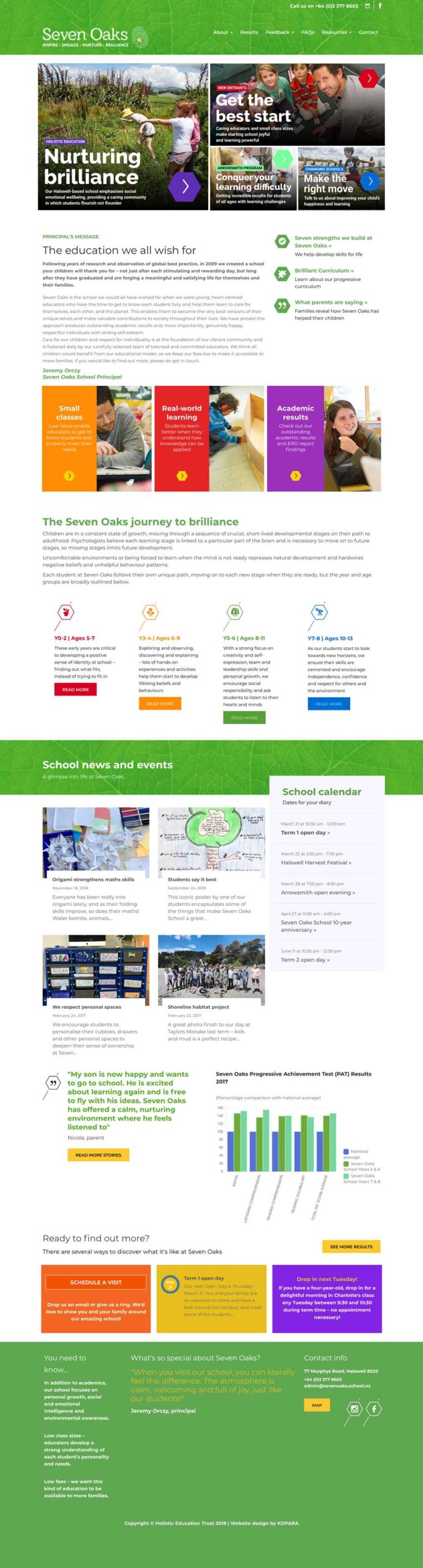 Seven Oaks School Website Design