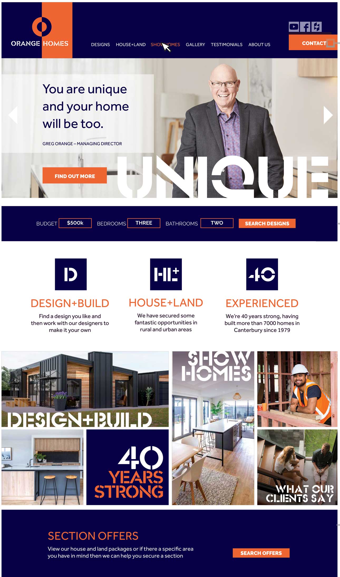 orange homes new website design